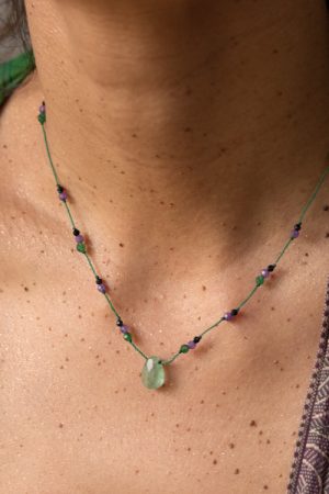Necklace DROP NAPOLI Green raspberry quartz