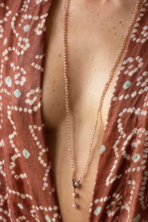 Long CLARA peach moonstone necklace