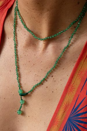 CLARA long necklace Green raspberry quartz