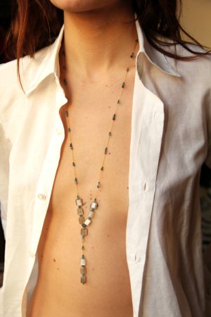 SIENA TULSI large grey moonstone necklace