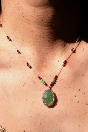 Petit Talisman quartz framboise vert